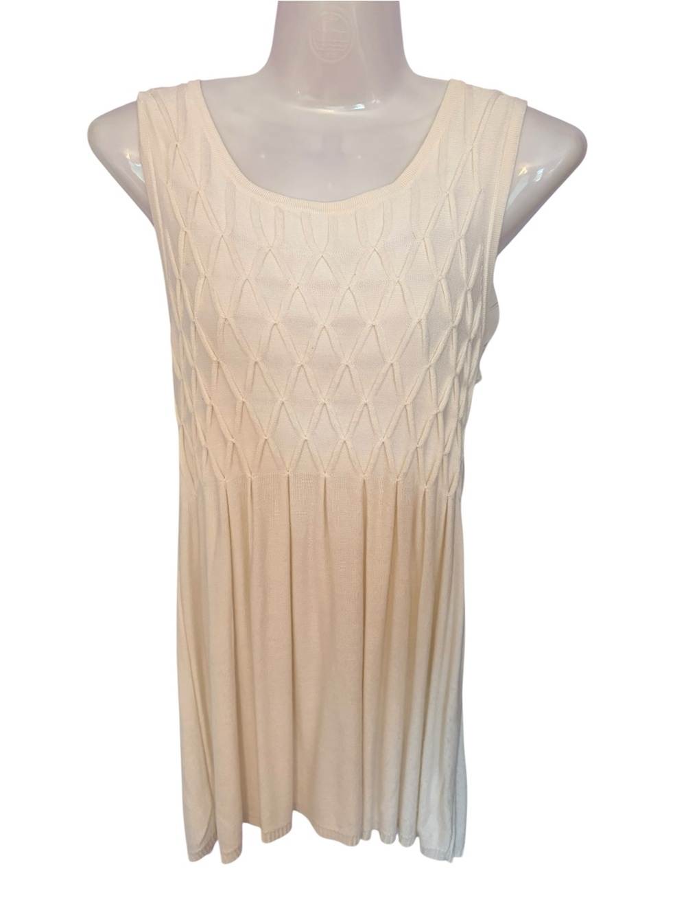 Max Studio Cream Diamond-Knit Sleeveless Tank